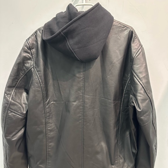 Fashion Leather Jacket with removable hood - Picture 2 of 2